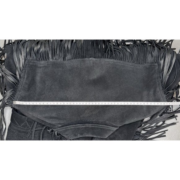 Vintage Winlit Size M Suede Fringe Jacket Black Western - Picture 4 of 13